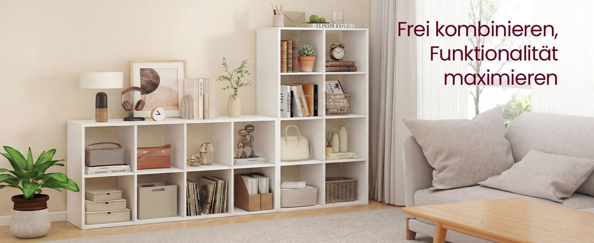 VASAGLE Standregal mit offenen Fächern, 4 Ebenen Würfelregal, Bücherregal für Wohnzimmer, Schlafzimmer, Homeoffice, weiß