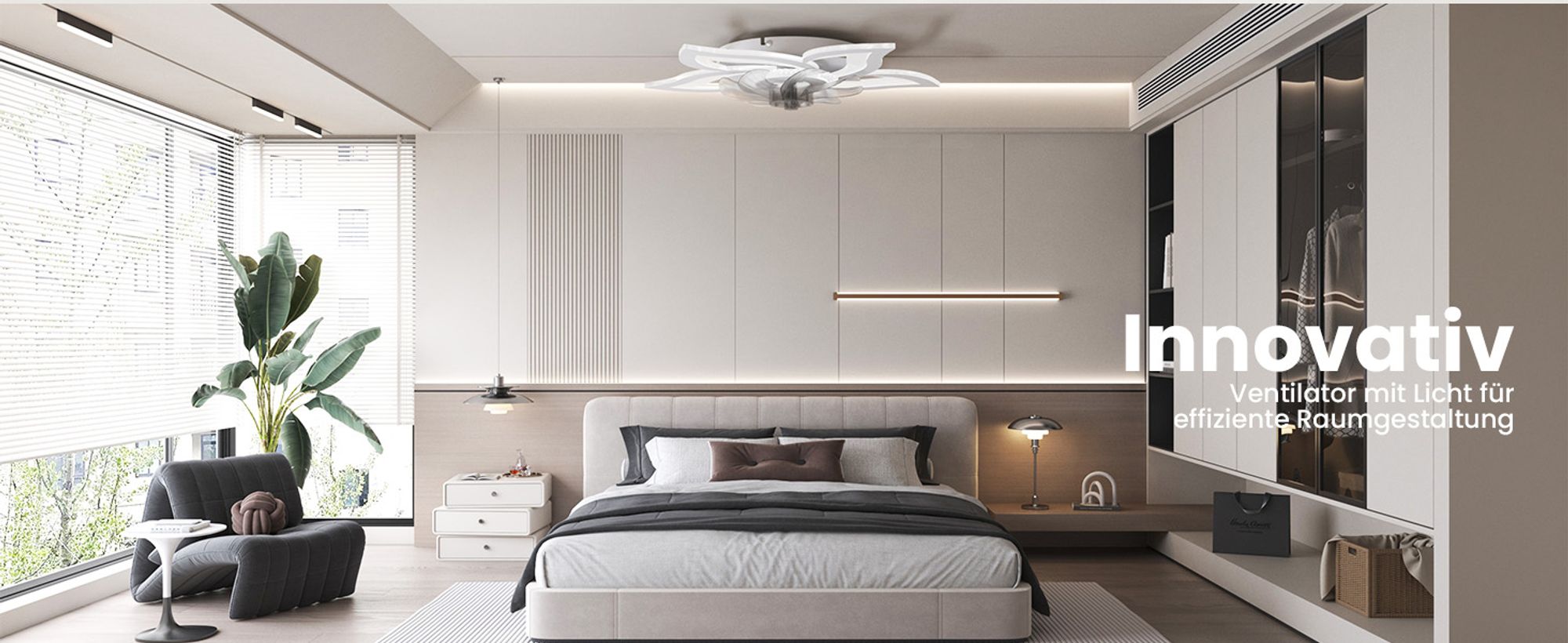 Heilmetz Deckenventilator mit Beleuchtung, Ø 69 cm, 3 Lichtfarben Dimmbar, 6 Geschwindigkeiten, Leiser LED Lüfter mit Fernbedienung, Weiß