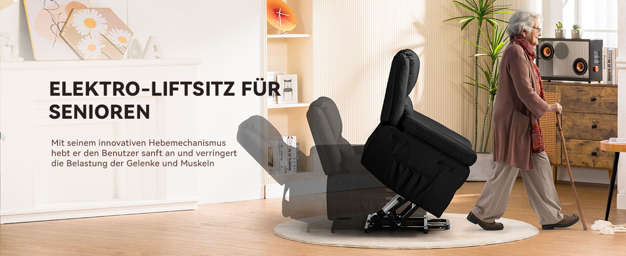 COMHOMA Massagesessel Elektrischer Relaxsessel XL 200kg belastbar, gemütlich und weich Ergonomischer Messagesessel Liegesessel für ältere Menschen