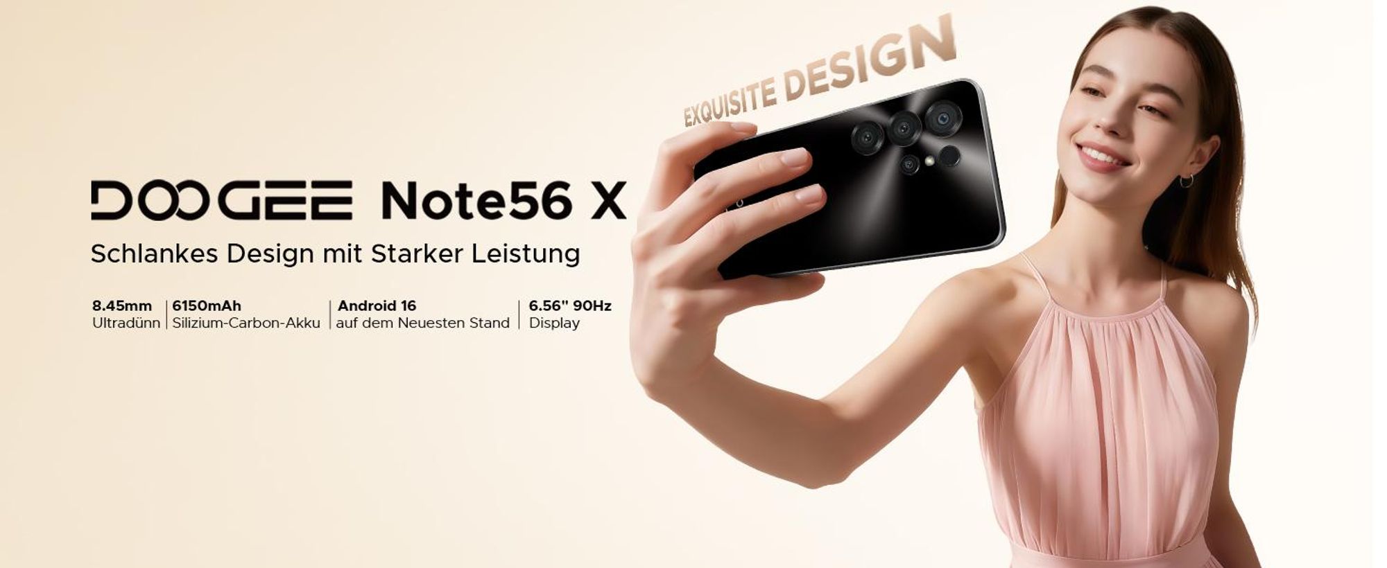 DOOGEE Note56 X Smartphone Handy, Android 16, 6,56" 90Hz, 6150mAh Akku, 24GB RAM+64GB ROM, 4G, 8MP, Gesichtserkennung, OTG, ohne Vertrag
