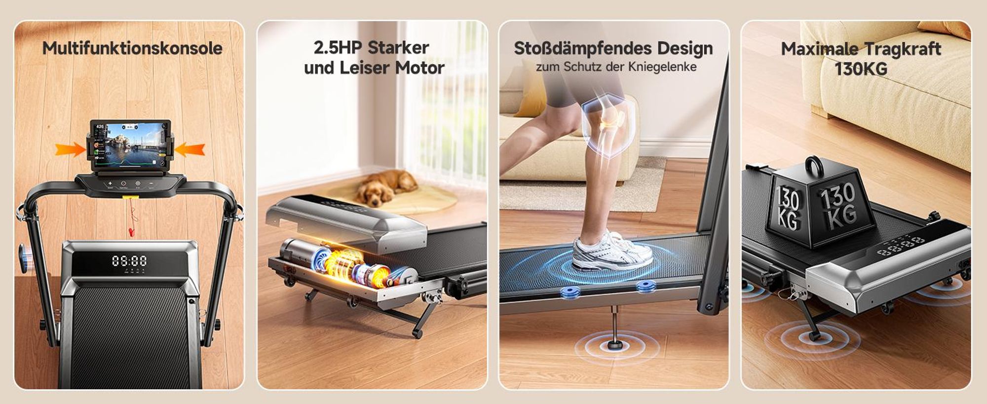 Toputure TP6 Laufband für Zuhause mit 12% Steigung, 12km/h Klappbar Laufband mit 1150MM Einziehbares Steigrohr, 6 in 1 Walking Pad, 95°/105° Drehbarer