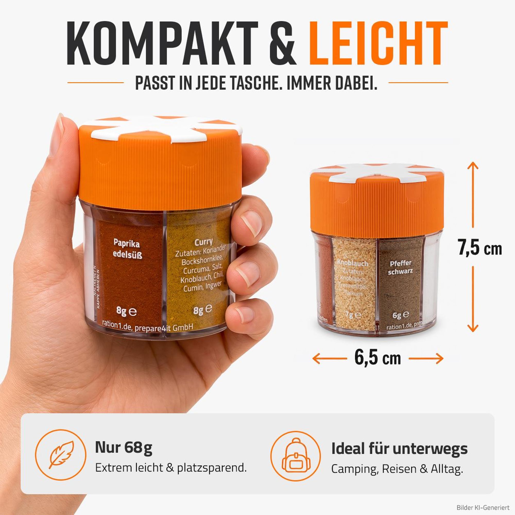 Kompakter und leichter Gewürzstreuer