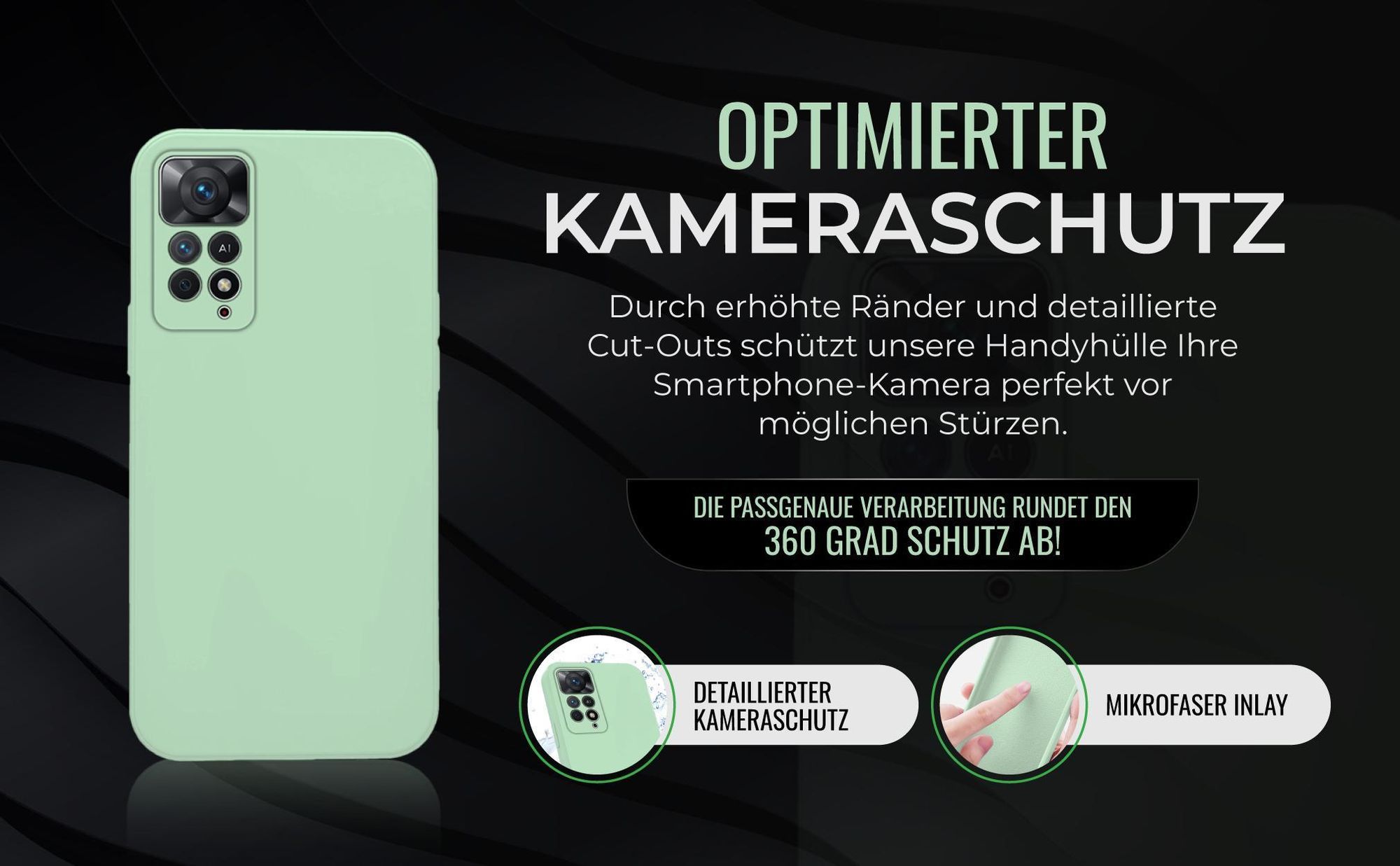 Handyhülle in Türkis für Xiaomi Redmi Note 11 / 11S in detailliertem Kamera Cutout