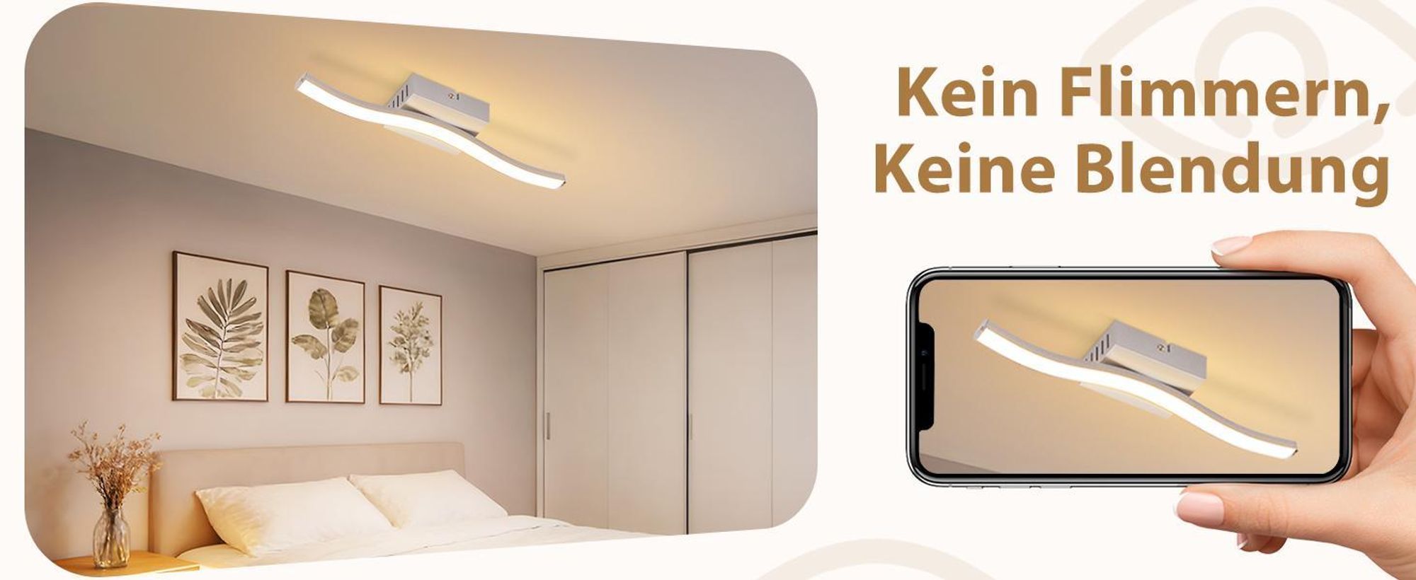 ZMH Plafonnier LED 6 W, motif vagues, lampe de chambre à coucher, 3000 K, blanc chaud, éclairage de plafond pour cuisine, salon, chambre à coucher, Siber