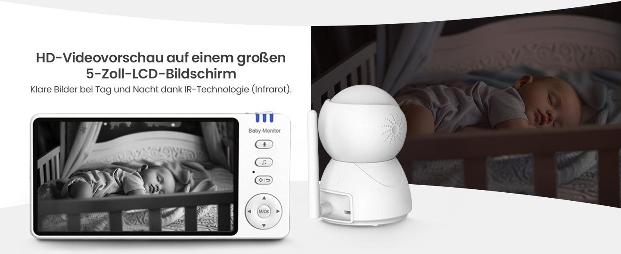 Extralink Reya Babyphone MO570 mit 5-Zoll-Monitor, VOX, 2,4 GHz