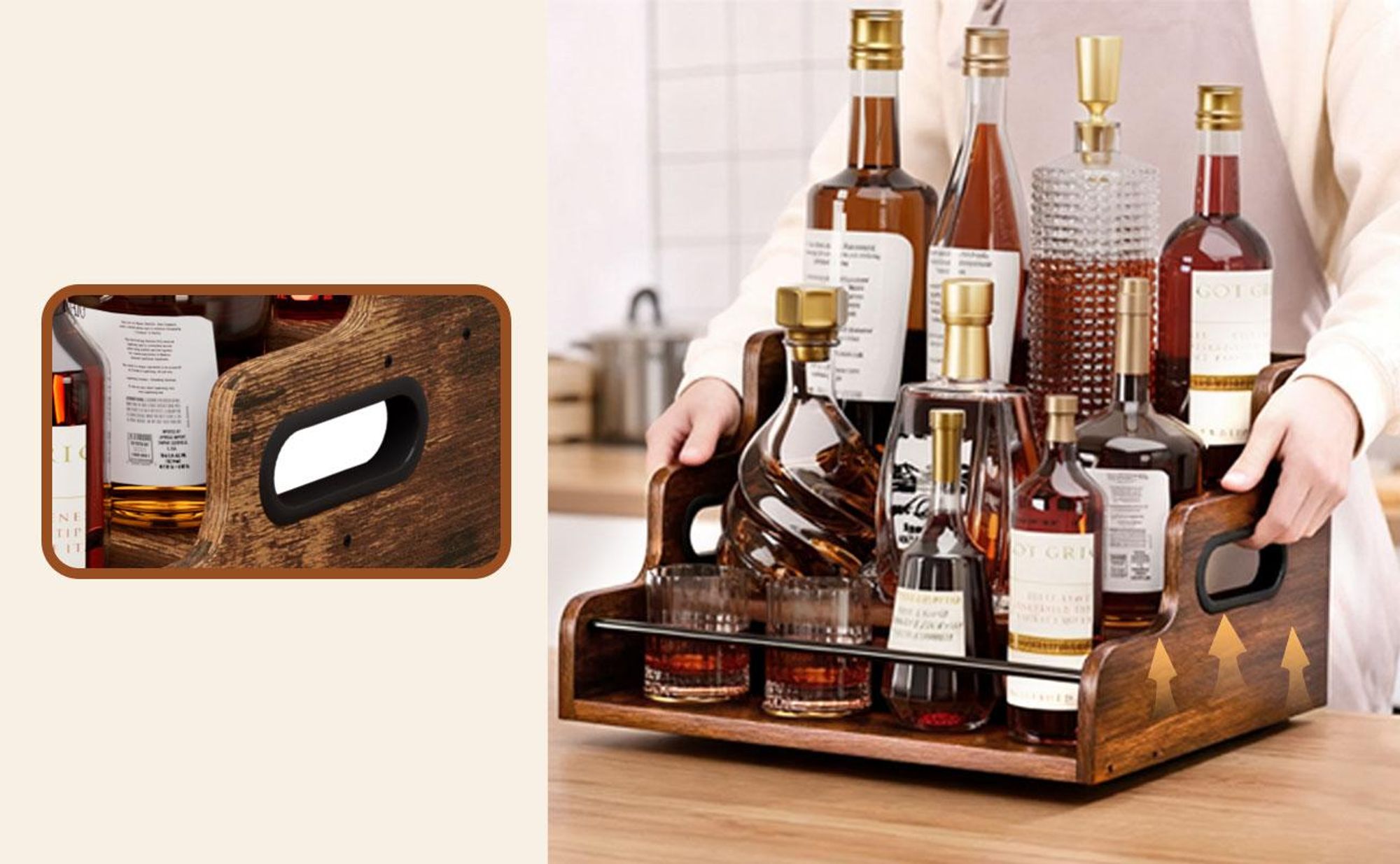 Yorbay Weinregal für Arbeitsplatte,Weinständer aus Holz ,Dreistöckiger Bar-Regal,Weinflaschenhalter für Küche, Wohnzimmer und Home-Bar