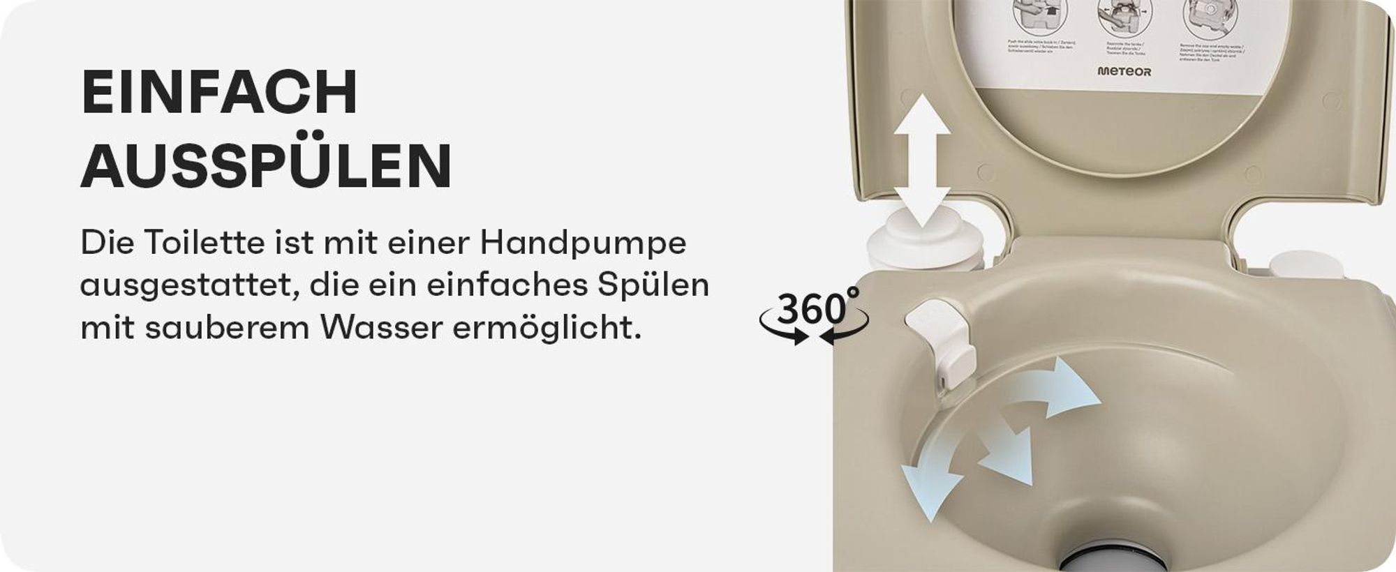 Campingtoilette, Tragbare Toilette, Reisetoilette Meteor 20L mit Spülung