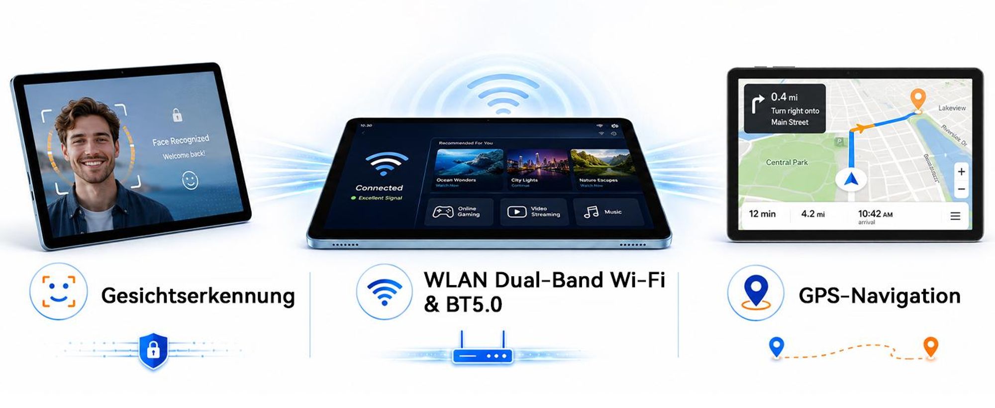 TABWEE T70 11“ Tablet, 32(8+24)+256GB, Android 16, 8000mAh, BT5.0, Face ID, Widevine L1, Rheinland, Umfasst Tastatur, Maus, Eingabestift usw
