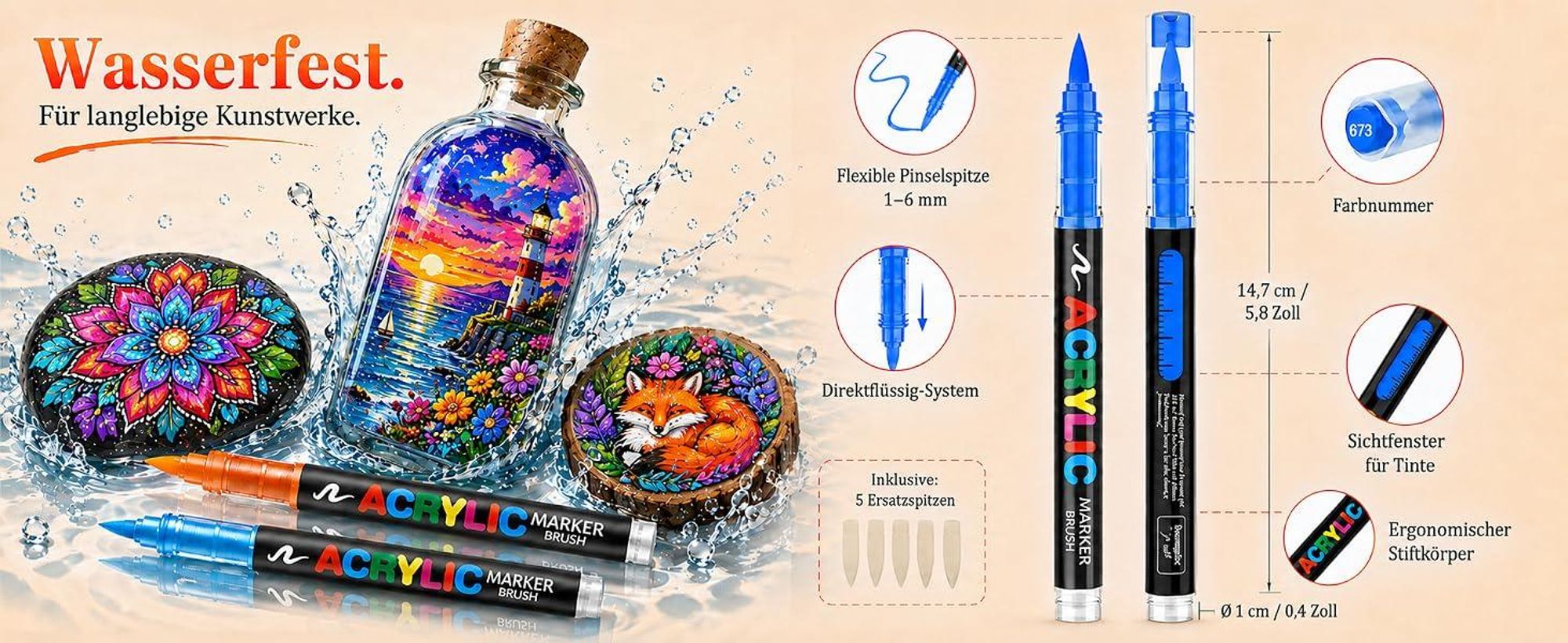 Acrylstifte, 288 Farben Graffiti Stifte, Markerstifte, Permanent Acrylic Marker, für Steinen, Glas, Leinwand, Keramik, Holz