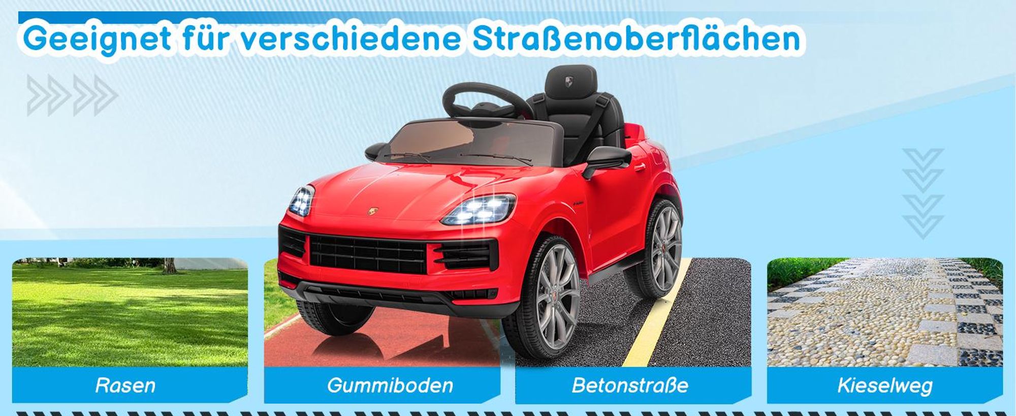 FCH Kinder Elektroauto 12V Kinderauto Elektrisch 2,4G-Fernbedienung, Porsche Cayenne Elektrofahrzeuge mit MP3, Musik, Hupe, LED-Leuchten (rot)