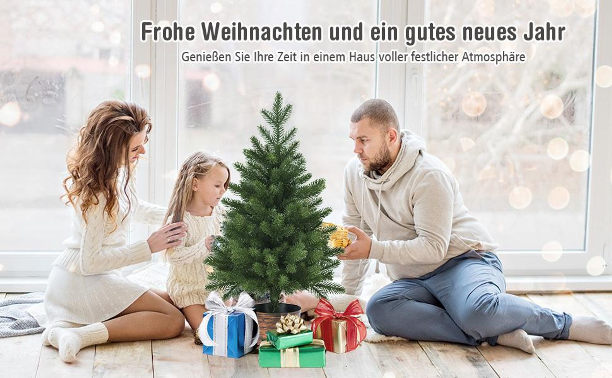 COSTWAY 60cm Kleiner Weihnachtsbaum, Mini Weihnachtsbaum mit 50 Zweigen und Sockel, künstlicher Tisch Weihnachtsbaum Ø40cm für Haus Büro