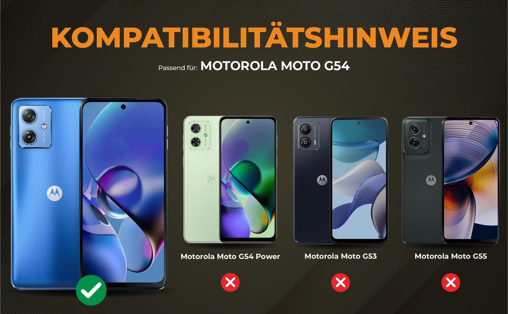 Kompatibilitätshinweise Hülle für Motorola Moto G54