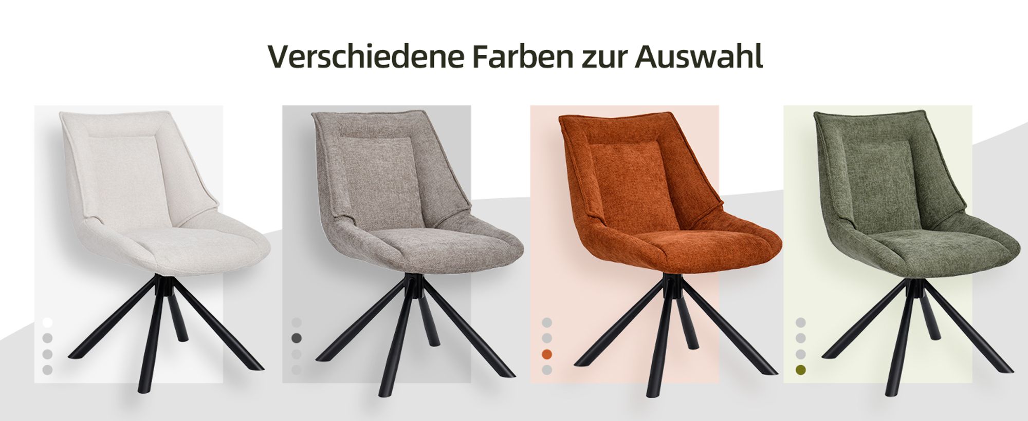 Duhome Esszimmerstuhl Ergonomischer Küchenstuhl 180° drehbar Stuhl aus Chenille Stoff und Metallgestell Loungestuhl mit Rückstellfunktion, Orange