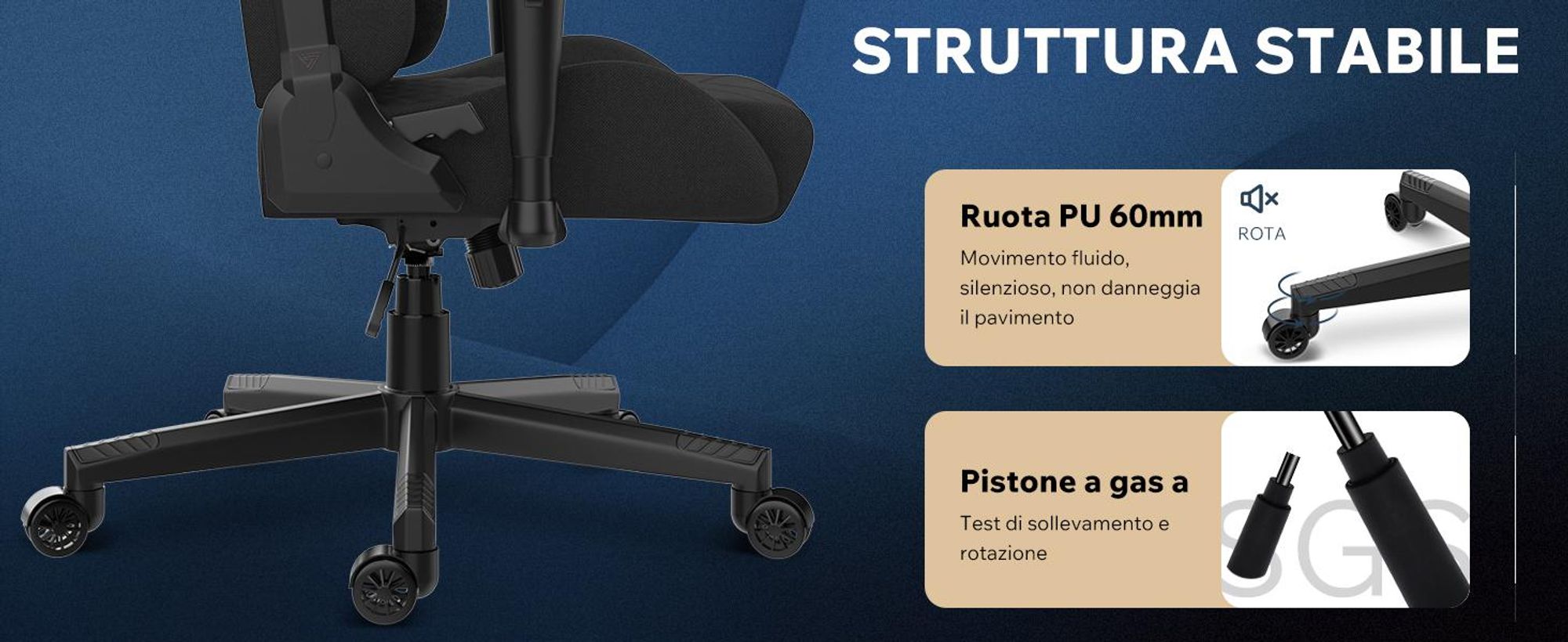 SENSE7 Spellcaster SENSHI Sedia da gaming in tessuto nero - Sedia da ufficio ergonomica, sedia da scrivania, sedia da gaming, portata 150 kg, braccioli 2D, poltrona direzionale