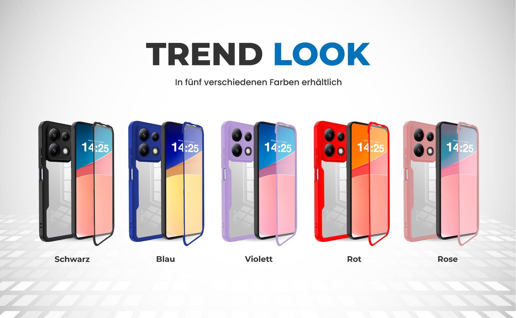 360 Grad Cover Front Back für Xiaomi Redmi Note 13 5G in verschiedenen Farben