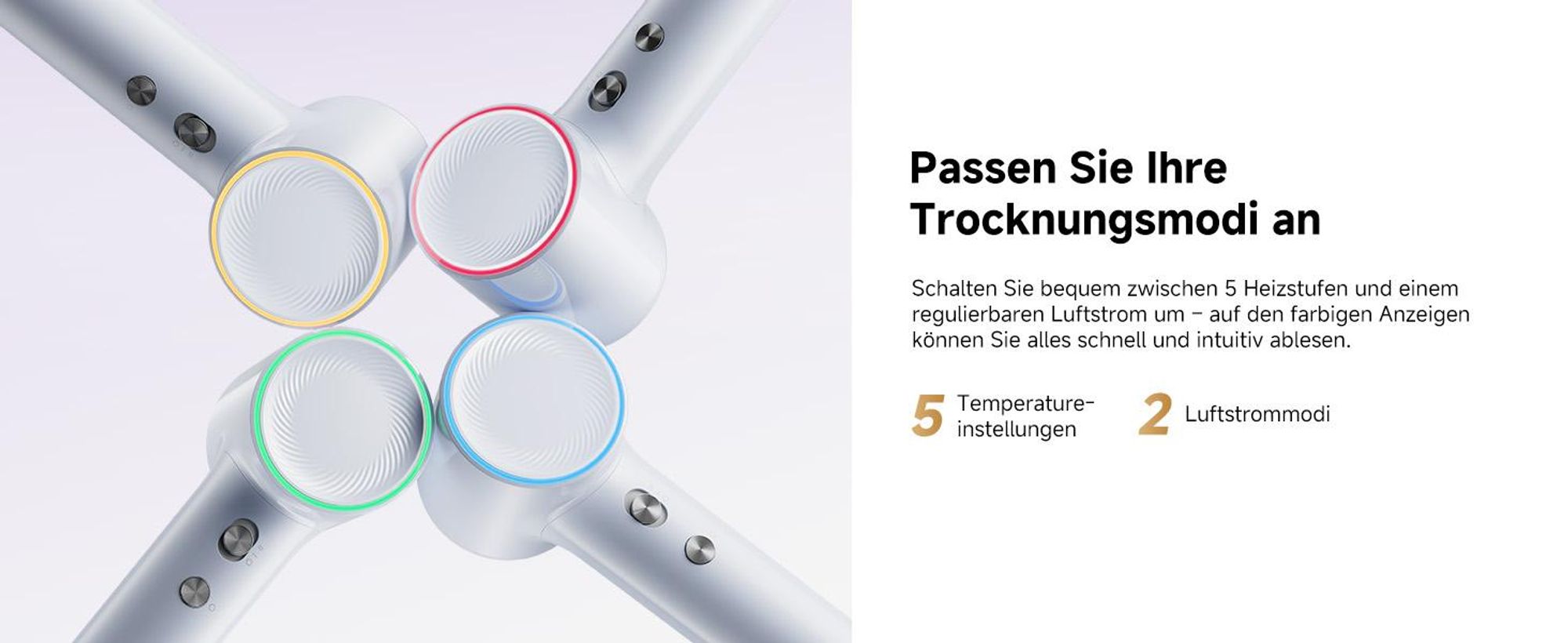 Dreame Mini Hochleistungs-Haartrockner,270g leicht,schnelltrocknend Fön,100K U/min Motor,NTC-Temperaturregelung, Negativ-Ionen,5 Steuerungsmodi,Blau