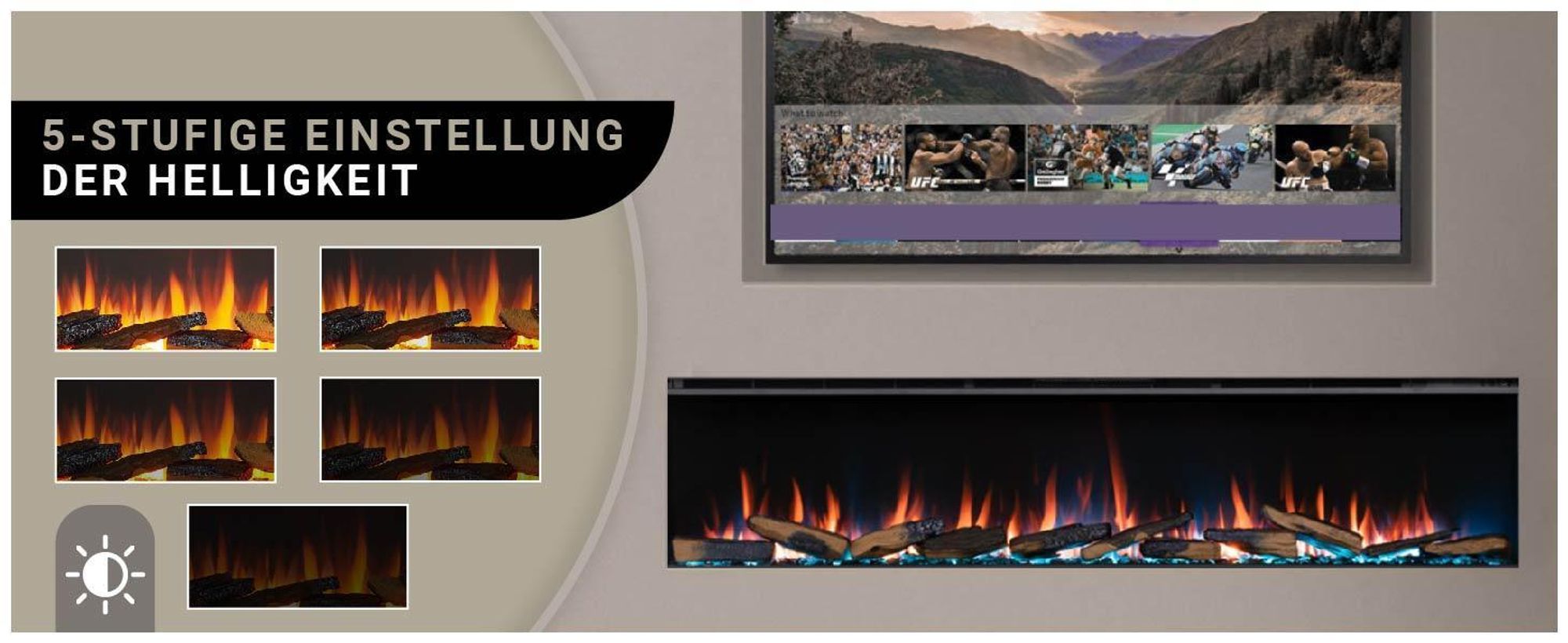 Elektrokamin Einbaukamin BALDERIA Athena 72 – Heizung bis 1500 W, schwarz