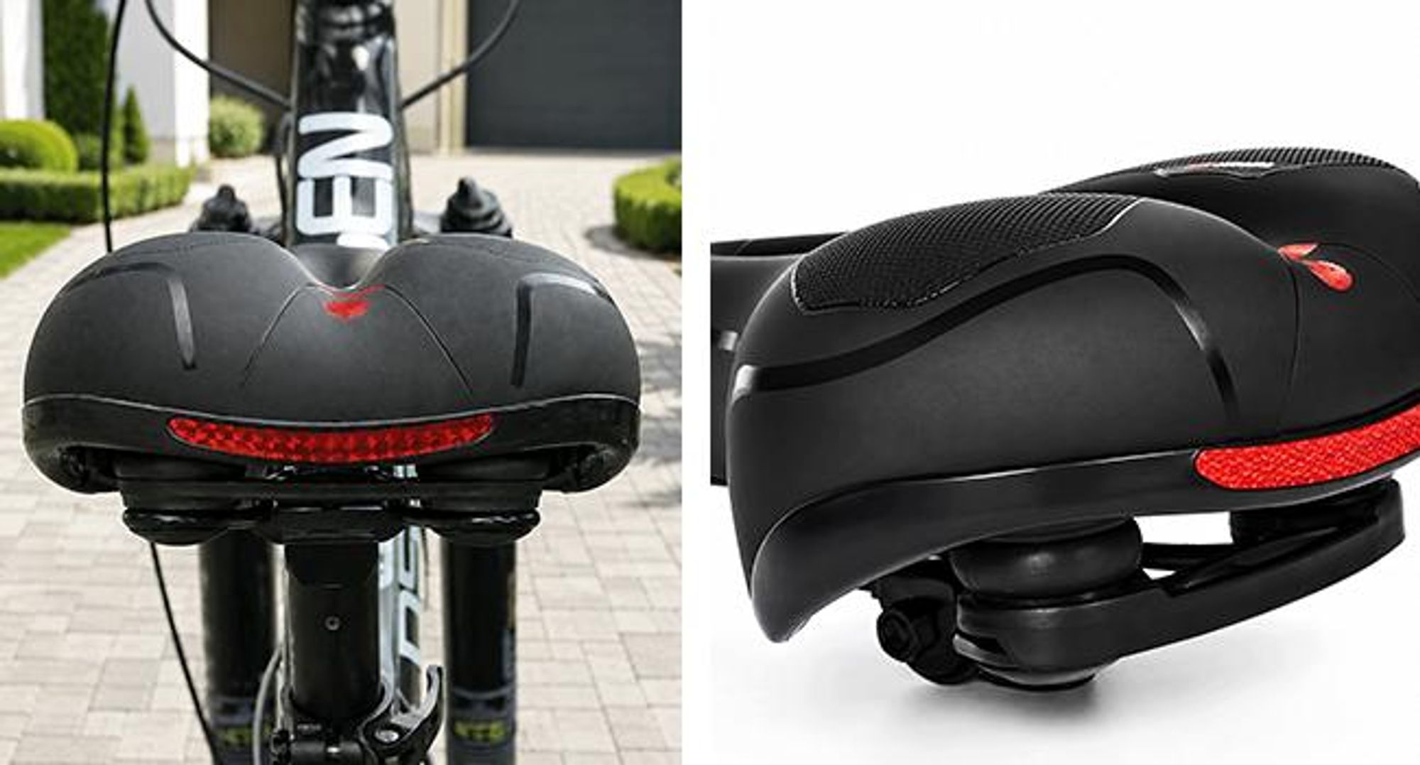 KRUMAD Fahrradsattel mit Federung, Komfort Fahrradsattel, gepolstert, 26 x 21,5 cm, PU, Schaumstoff, Kohlenstoffstahl, für City & Trekking