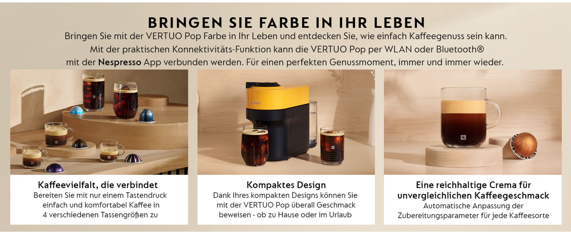 NESPRESSO VERTUO Pop | Kaffeekapselmaschine von De'Longhi | Mango Yellow