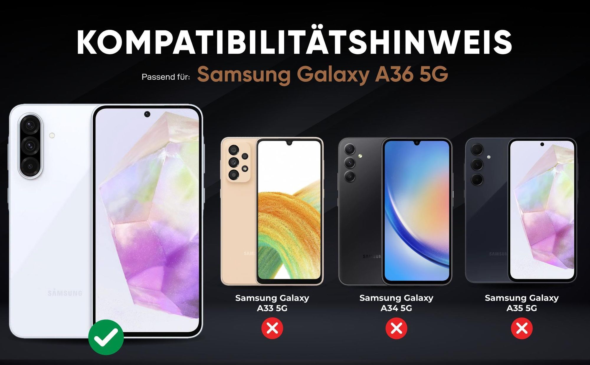 Kompatibilitätshinweise Hülle für Samsung Galaxy A36 5G