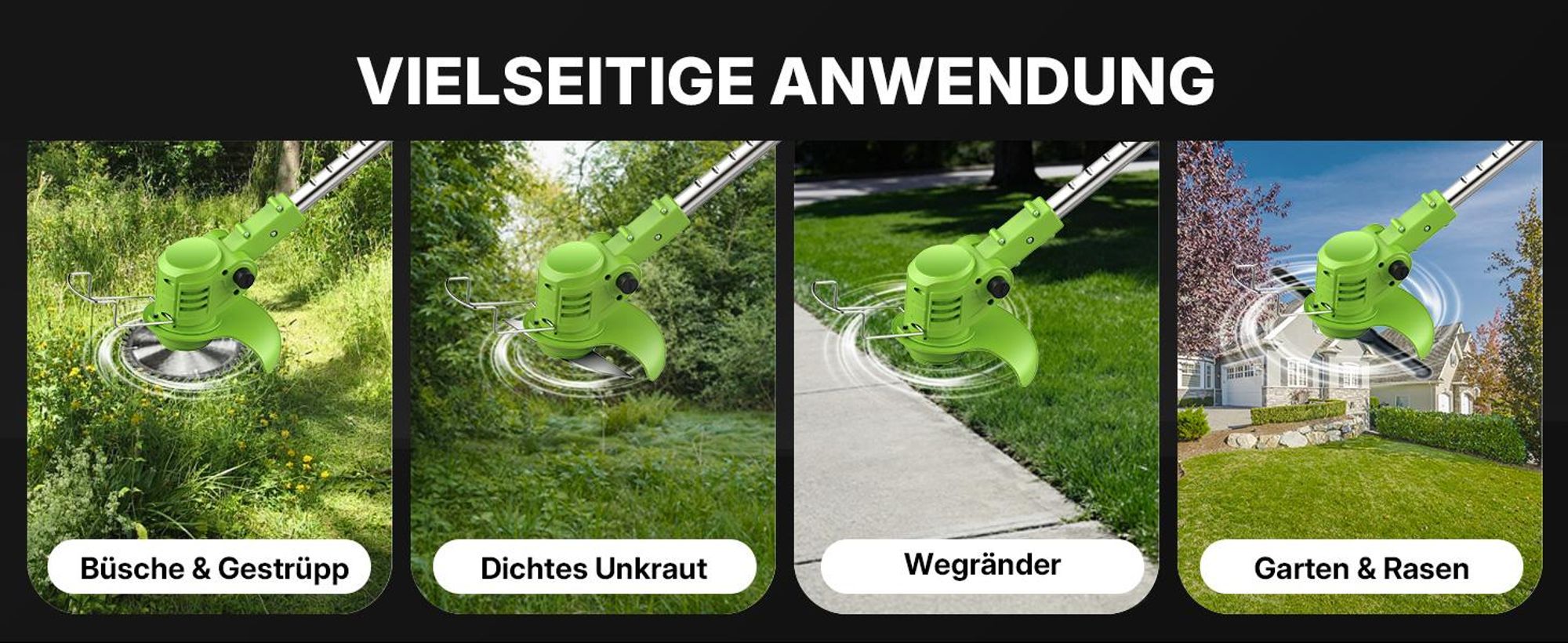 Akku-Trimmer, 500W Rasentrimmer, Elektro-Freischneider (22tlg.) Rasenkantenschneider Freischneider 8 in 1 mit Akku