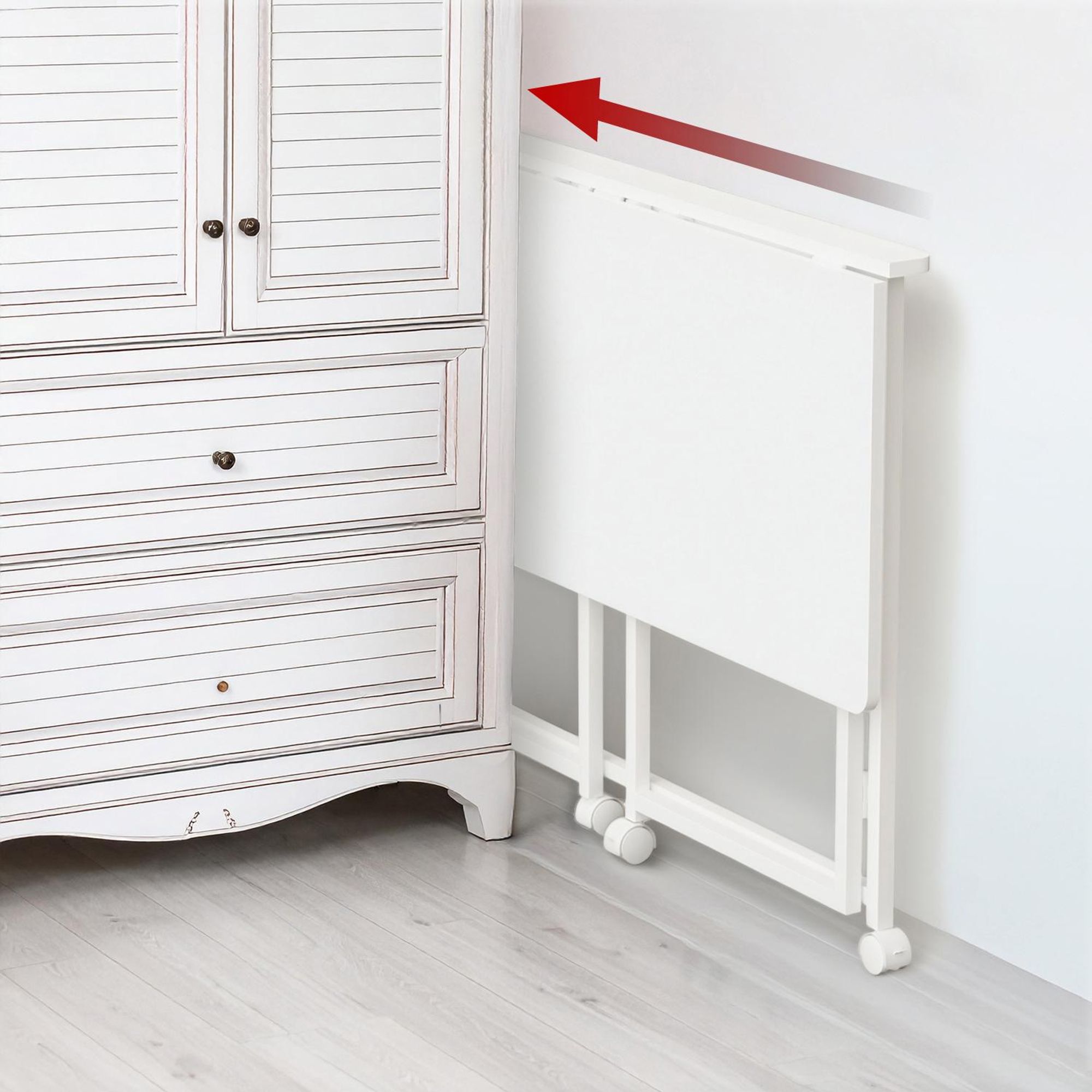 Maclean Klapptisch weiß mobil Platte 100x50cm max. 50kg MC-1250 W