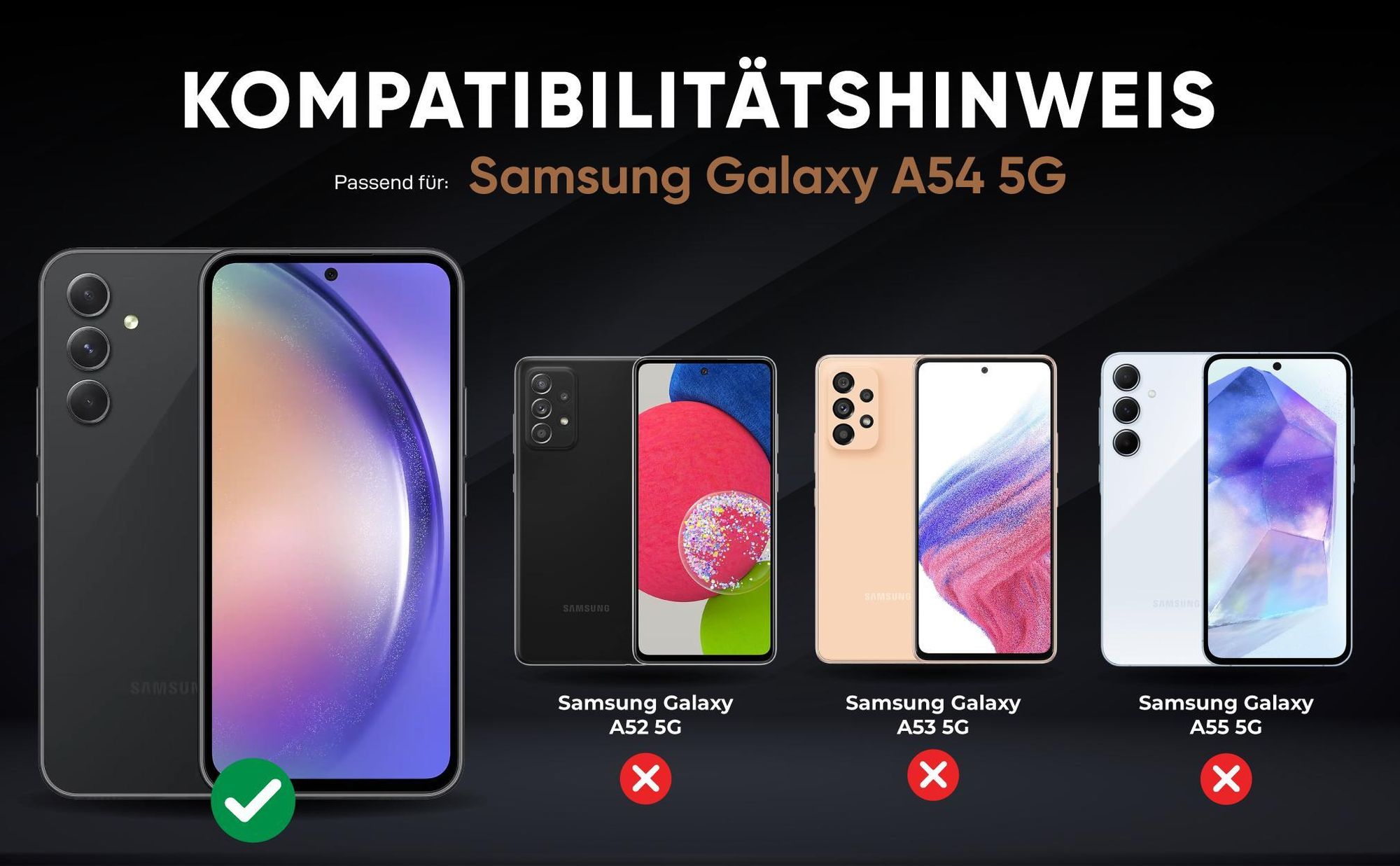 Kompatibilitätshinweise Hülle für Samsung Galaxy A54 5G