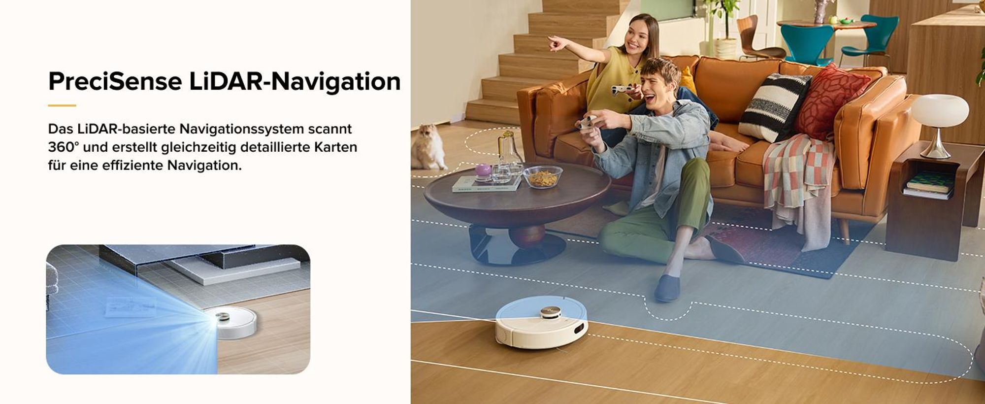 Roborock Q7 M5 Saugroboter mit Wischfunktion, 10.000Pa(Upgrade von Q5 PRO), Dual Anti-Tangle-System, Staubsauger Roboter für Teppich, Tierhaare (Weiß)