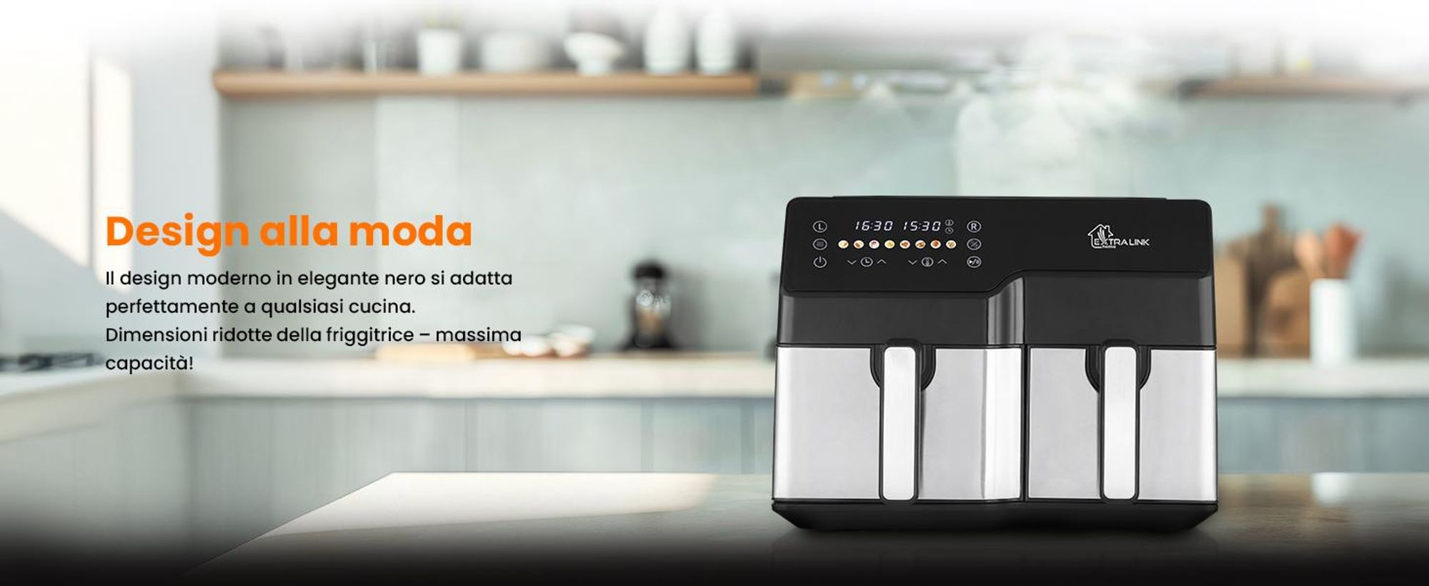 Extralink Air Fryer SJ-1000 10 L (6 L + 4 L), 2500 W, Dual Basket, friggitrice ad aria calda
