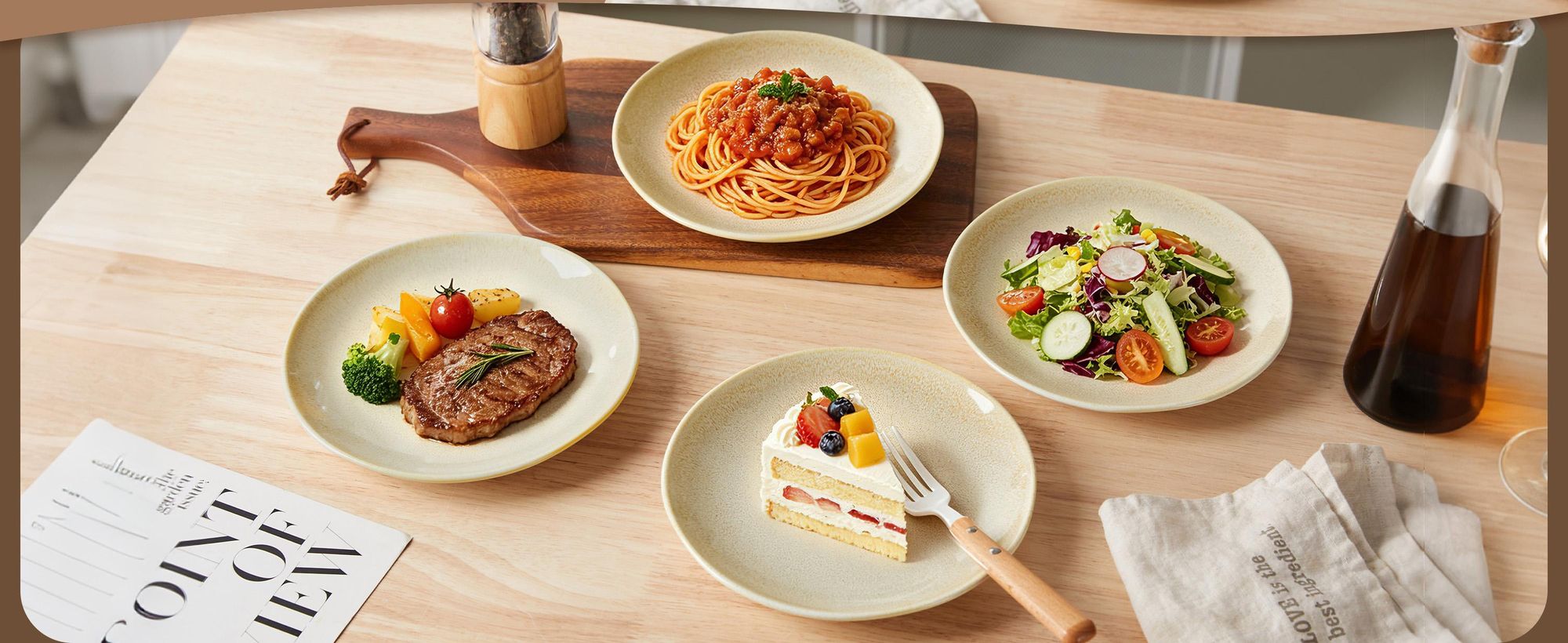 Teller set 4er Ø19,5 cm Keramik Essteller Dessertteller Pastateller Flachteller für 4 Personen Reactive-Glasur Mikrowellen- und Spülmaschinenfest