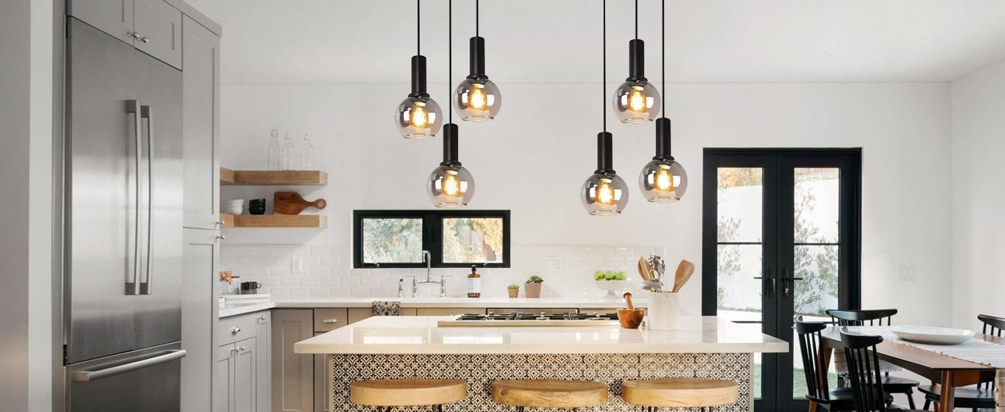 Lámpara colgante ZMH para mesa de comedor, cristal, 3 luces. Lámpara colgante para comedor, estilo retro. Lámpara ajustable en altura, ideal para dormitorio, bar o comedor