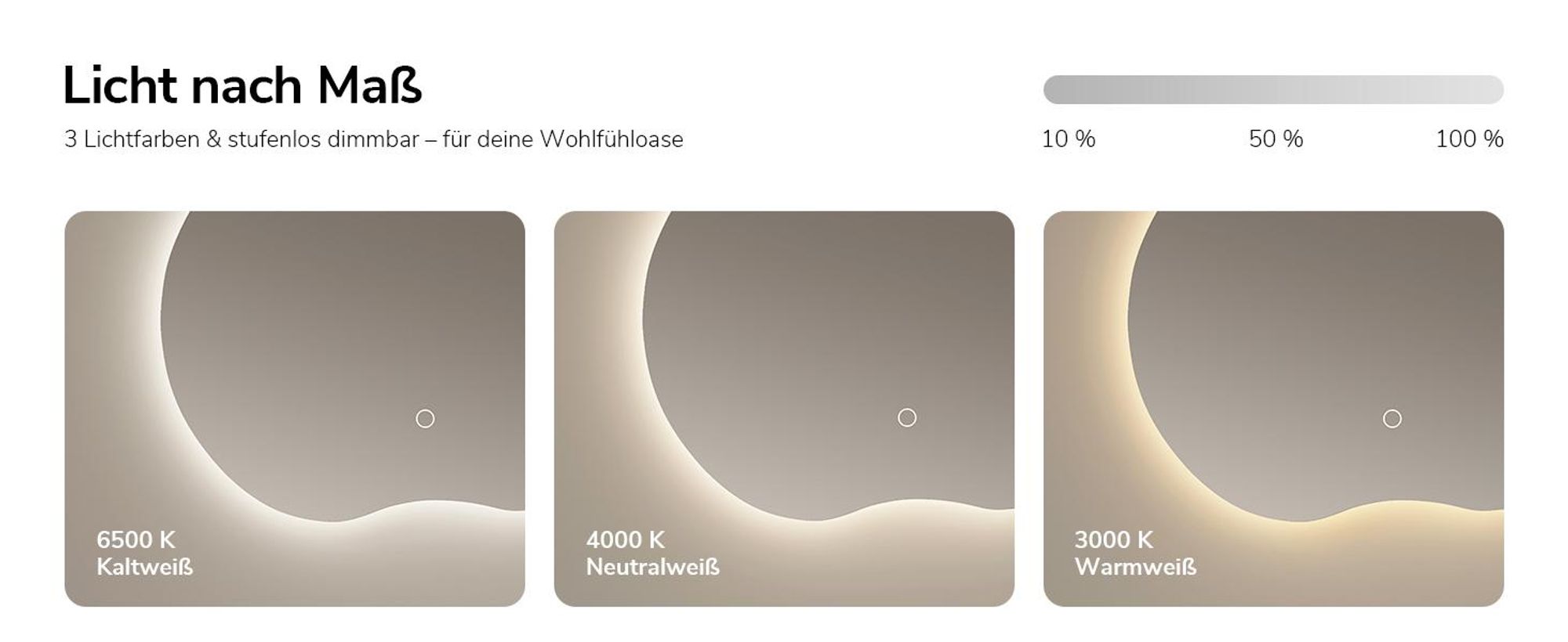 EMKE LED Badspiegel 50 x 45  cm - Beschlagfrei - 3 Lichtfarben Dimmbar - Touch Schalter - Organische Form Badezimmerspiegel mit Beleuchtung