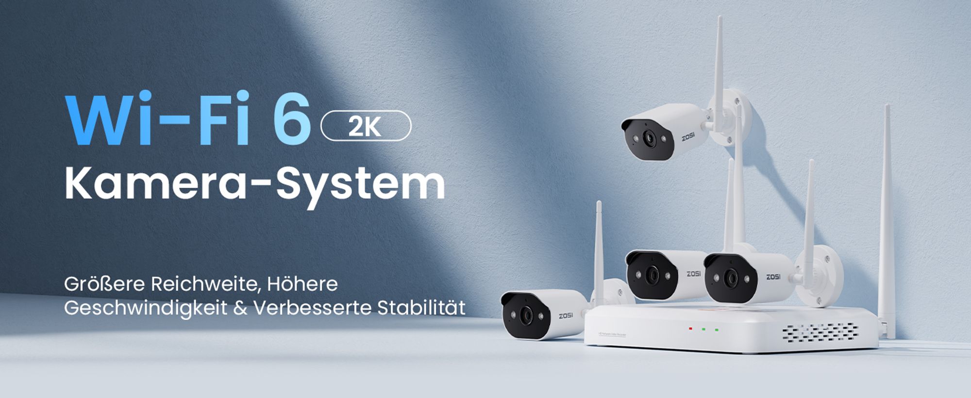 ZOSI 2K 3MP WiFi 6 Überwachungskamera Set Aussen, 8CH NVR mit 4 WLAN IP Kameras, 64GB SD-Karte, 2-Wege-Audio, Personen- und Fahrzeugerkennung für Haus
