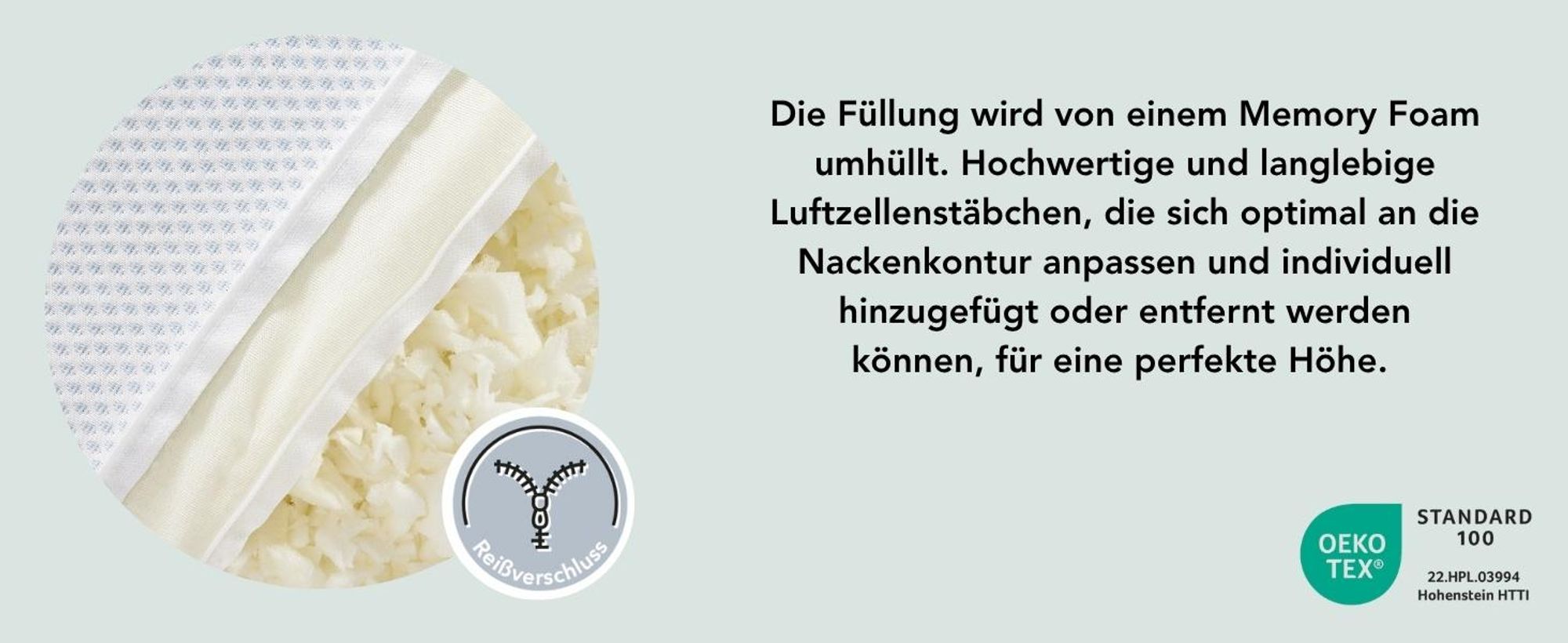Kühlendes Kopfkissen | 40 x 80 cm | höhenverstellbar| Kissen mit innovativem Kühleffekt | XDREAM Cooling