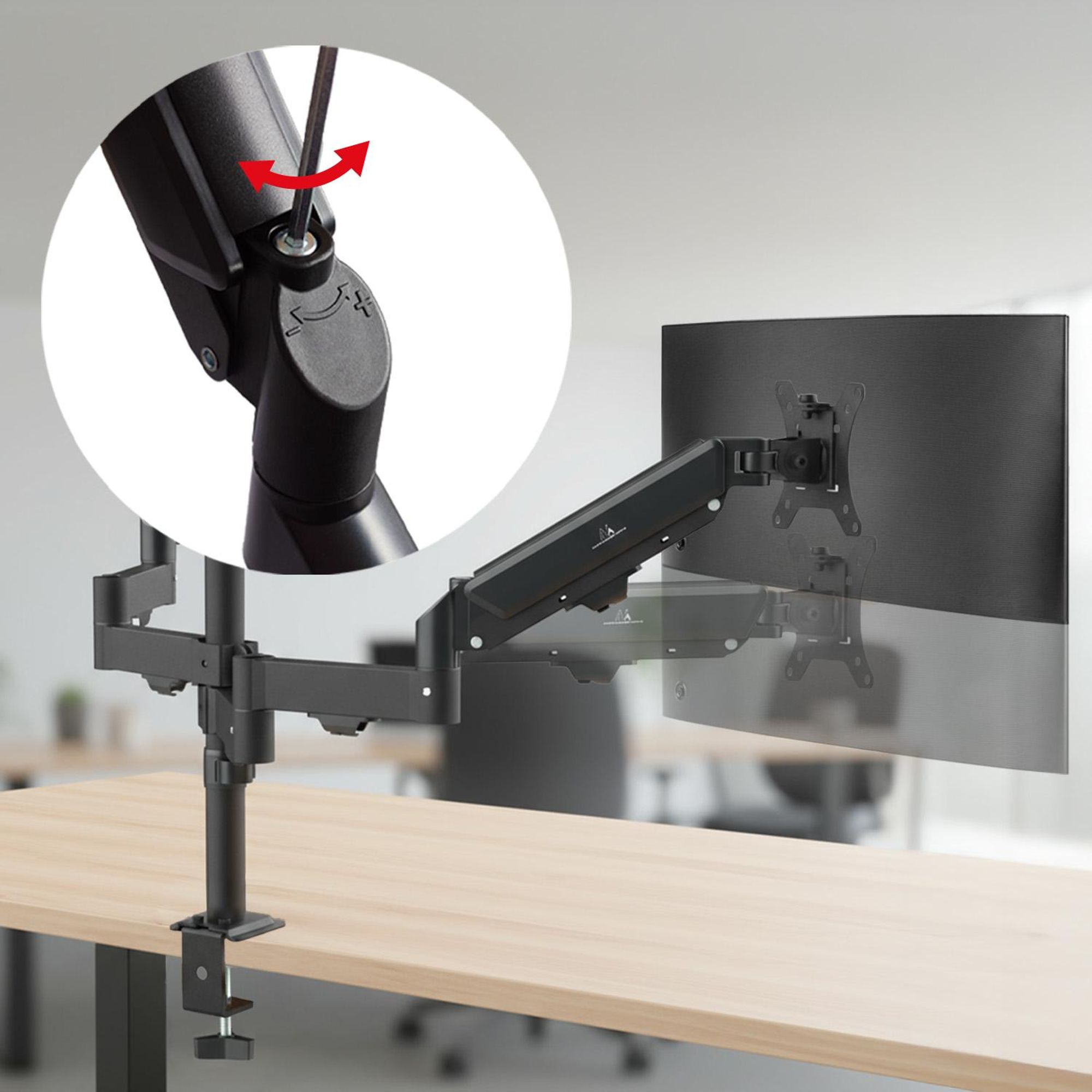 Halterung für 3 Maclean-Monitore Gasfeder 17"-27" 2-8kg schwarz MC-137