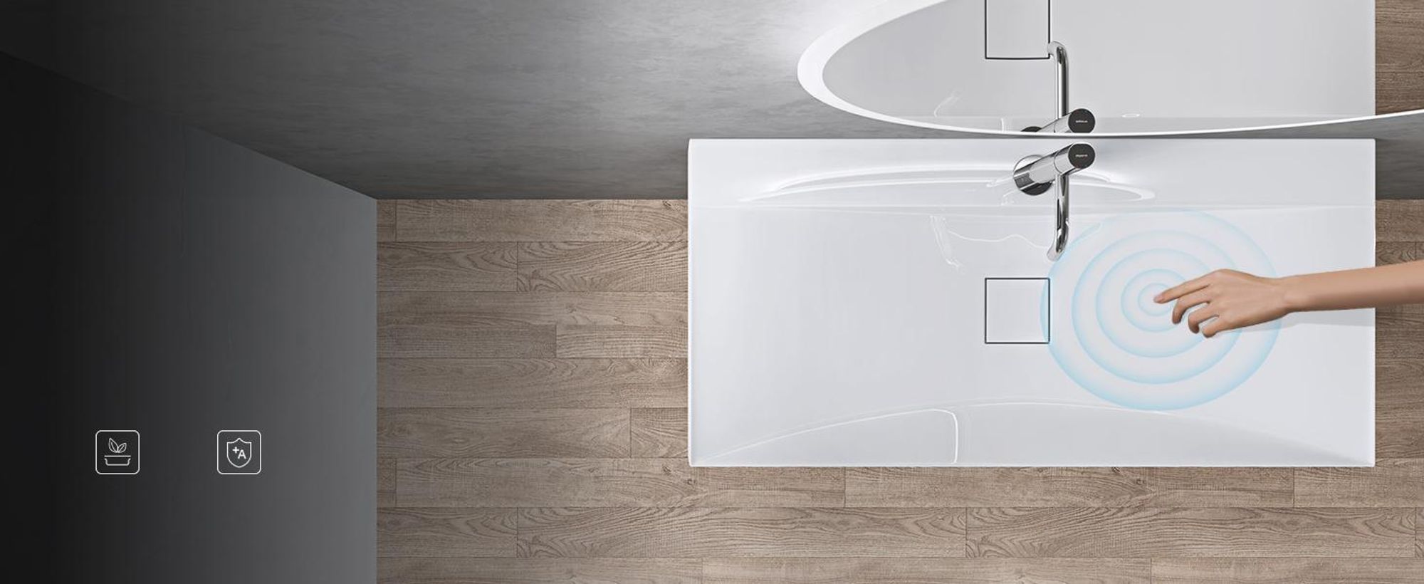 doporro Waschbecken Aufsatzwaschbecken Hängewaschbecken BTH: 100x48x10cm Weiß Mineralguss Waschtisch Waschplatz Colossum810