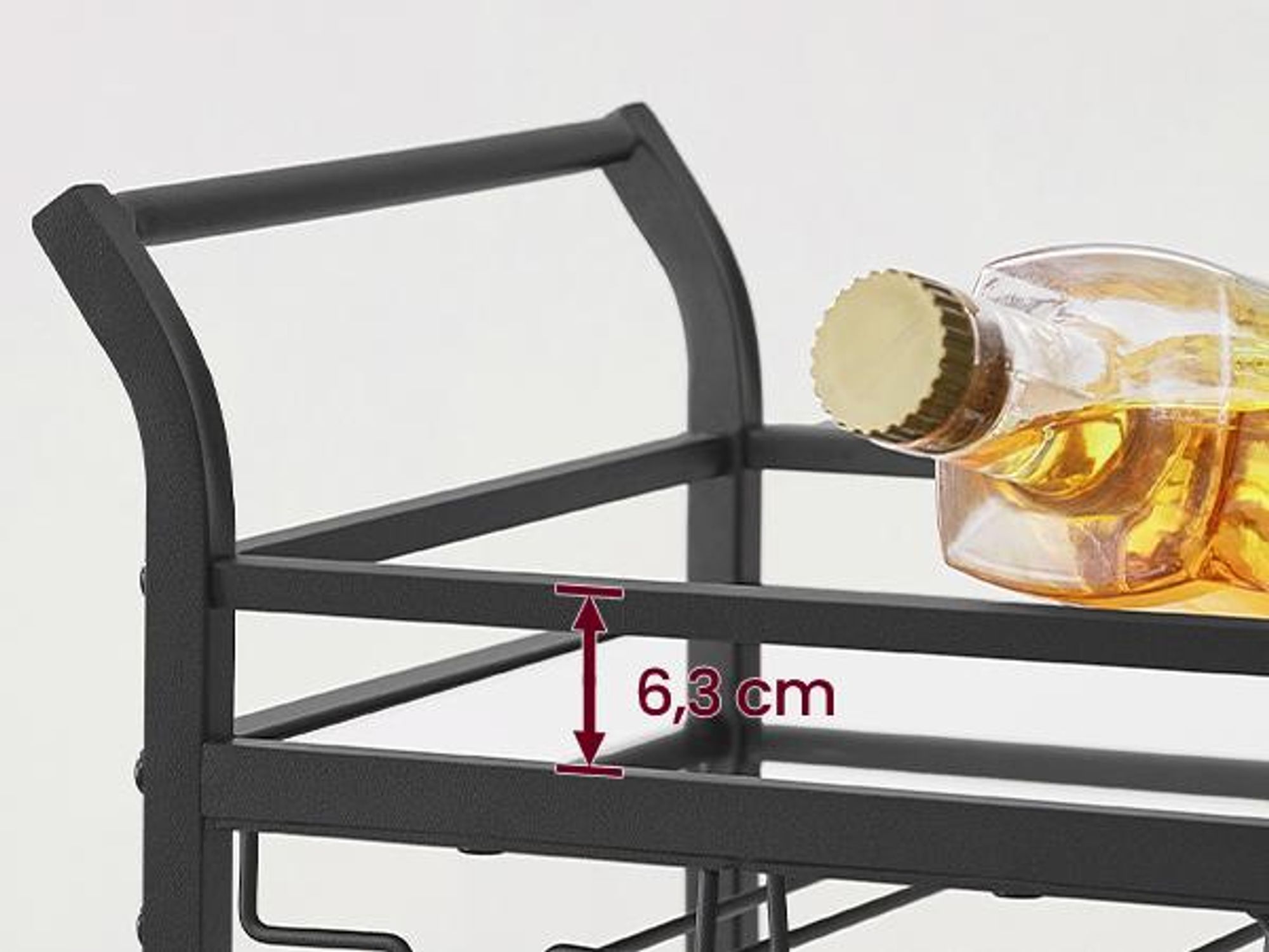 VASAGLE kleine Servierwagen, Rollwagen, verspiegelte Glasablagen, schwarz