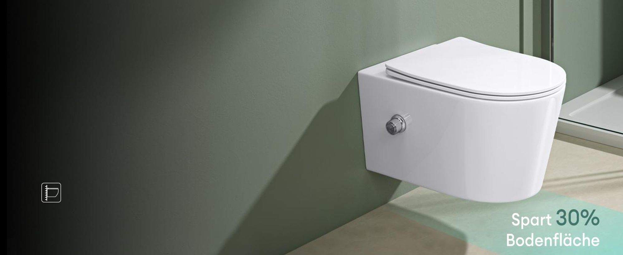 Mai & Mai Hänge WC Toilette Wand-WC Spülrandlos Weiß aus Keramik Wandmontage mit Absenkautomatik Aachen601