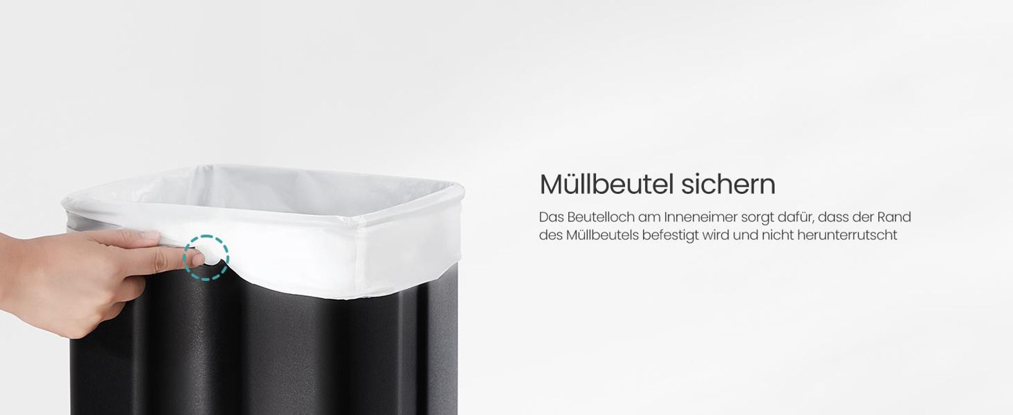 SONGMICS Mülleimer Küche, Tretmülleimer, mit Inneneimer, Offenhaltefunktion