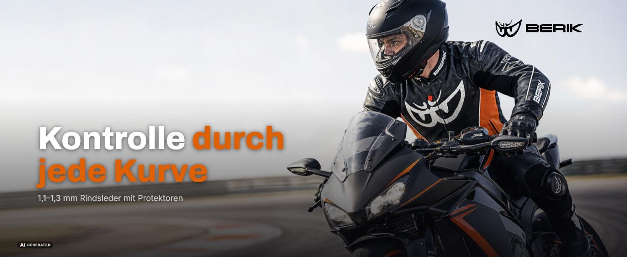 Berik Street Motorrad Lederjacke, schwarz/gelb, 52