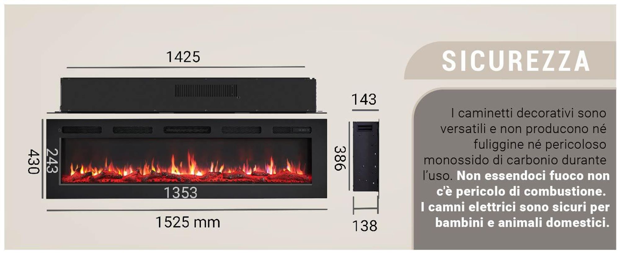 Camino elettrico BALDERIA Leif 60 - 2in1 - nero