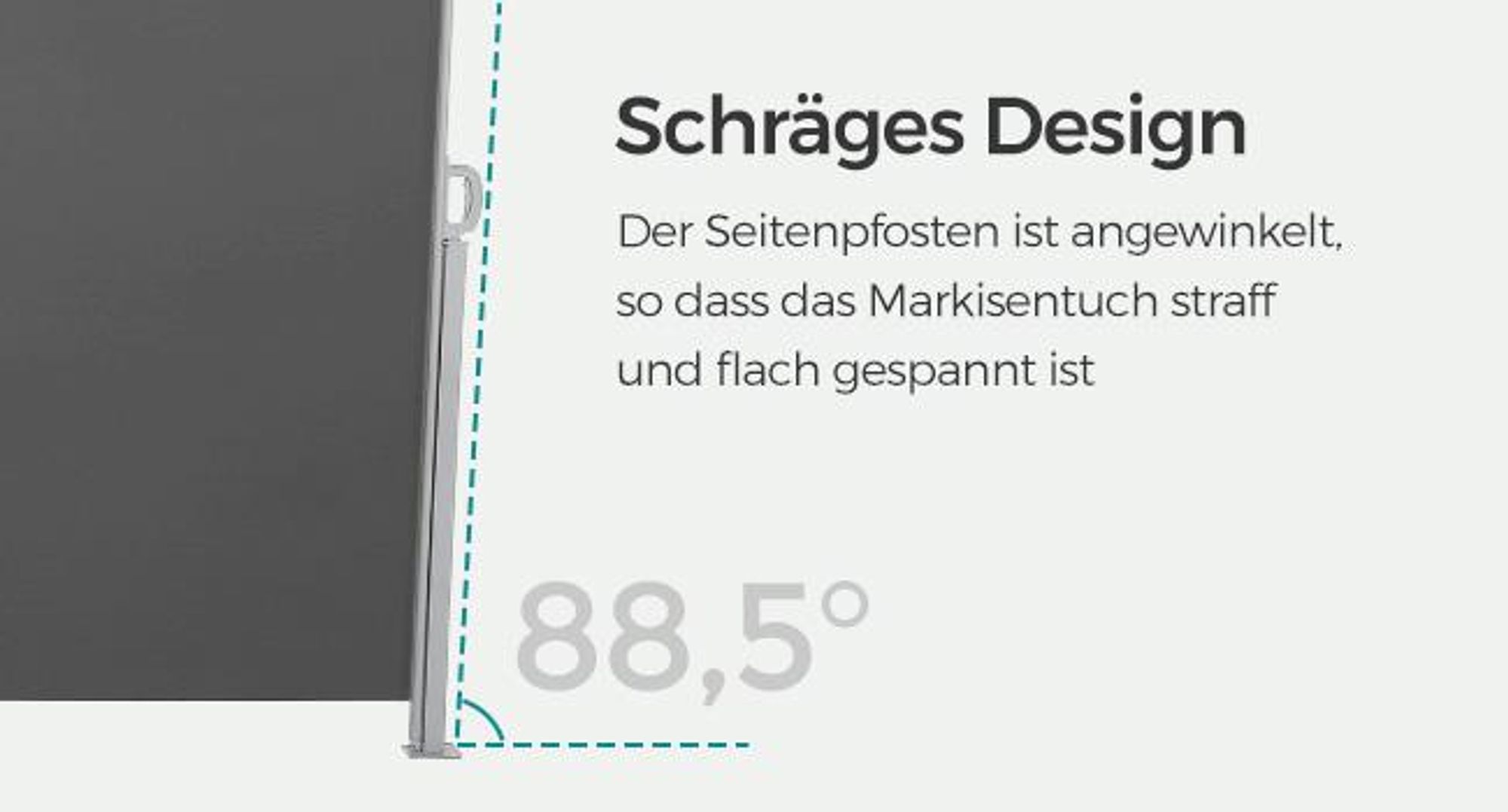 SONGMICS Seitenmarkise mit Stahl-Kasten, rostbeständig, ausziehbar, 140 x 300 cm, Sichtschutz, Sonnenschutz