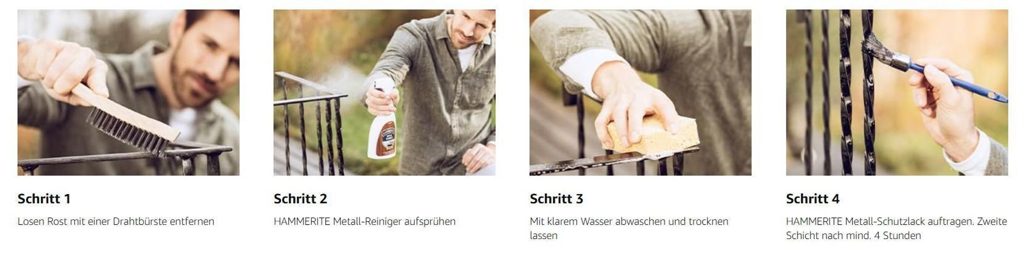 Hammerite Metallschutzlack Hammerschlag, 3in1- Rostschutz, Silbergrau, 2,5 l