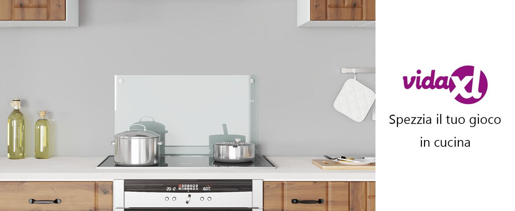 vidaXL Alzatina da cucina trasparente 70×40 cm in vetro temperato