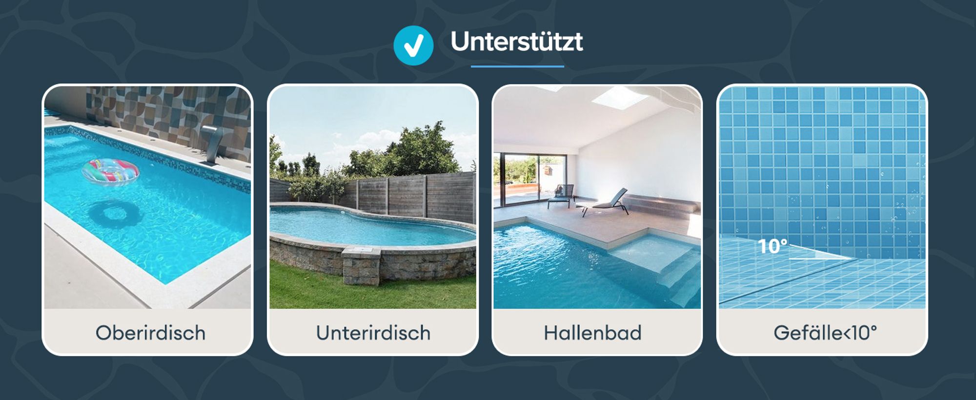 Ultenic Pooleco Poolroboter, Kabelloser Poolsauger Akku, 5200mAh, 90 Min, 2 Bürstenlose Motoren，Automatische Reinigung,2.5L Behälter,Selbstparker