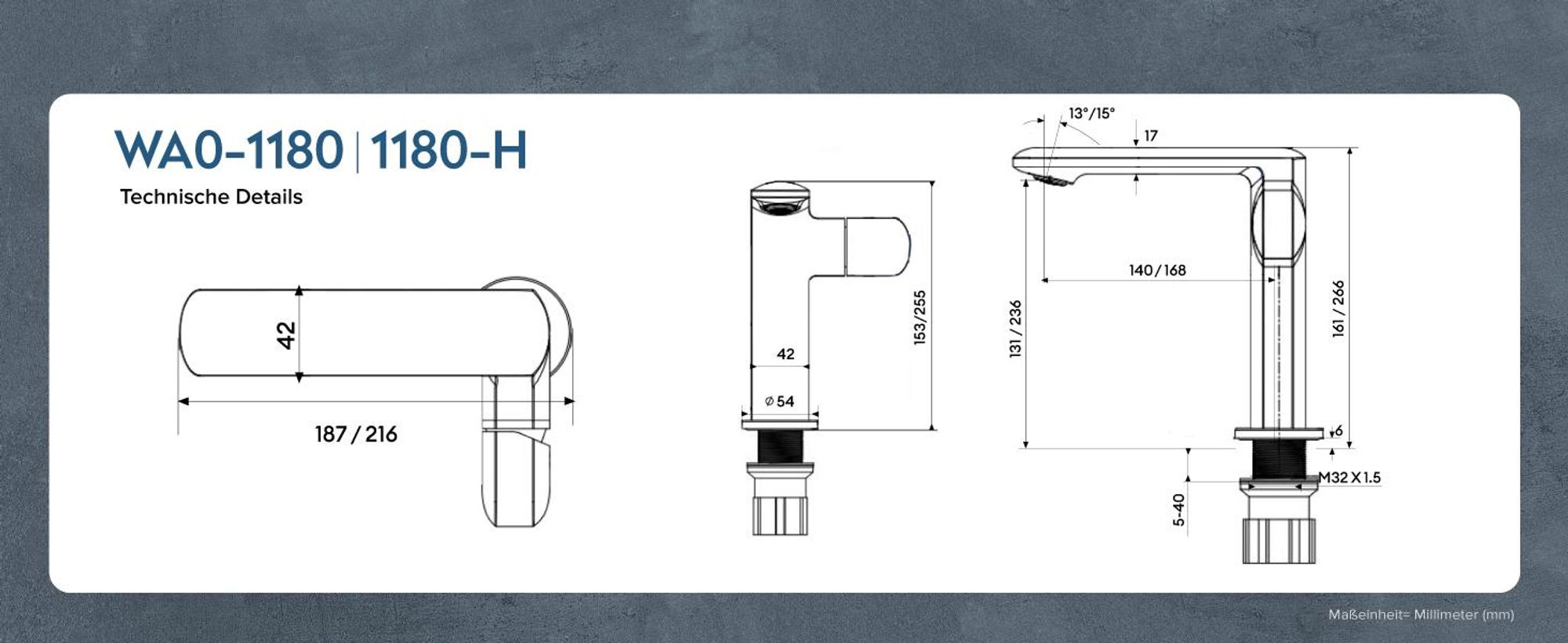 doporro Wasserhahn Bad Waschtischarmatur mit Auslaufhöhe 156mm Vollmessing-Körper Mischbatterie für Waschbecken Armaturen Badarmatur Silber 1180