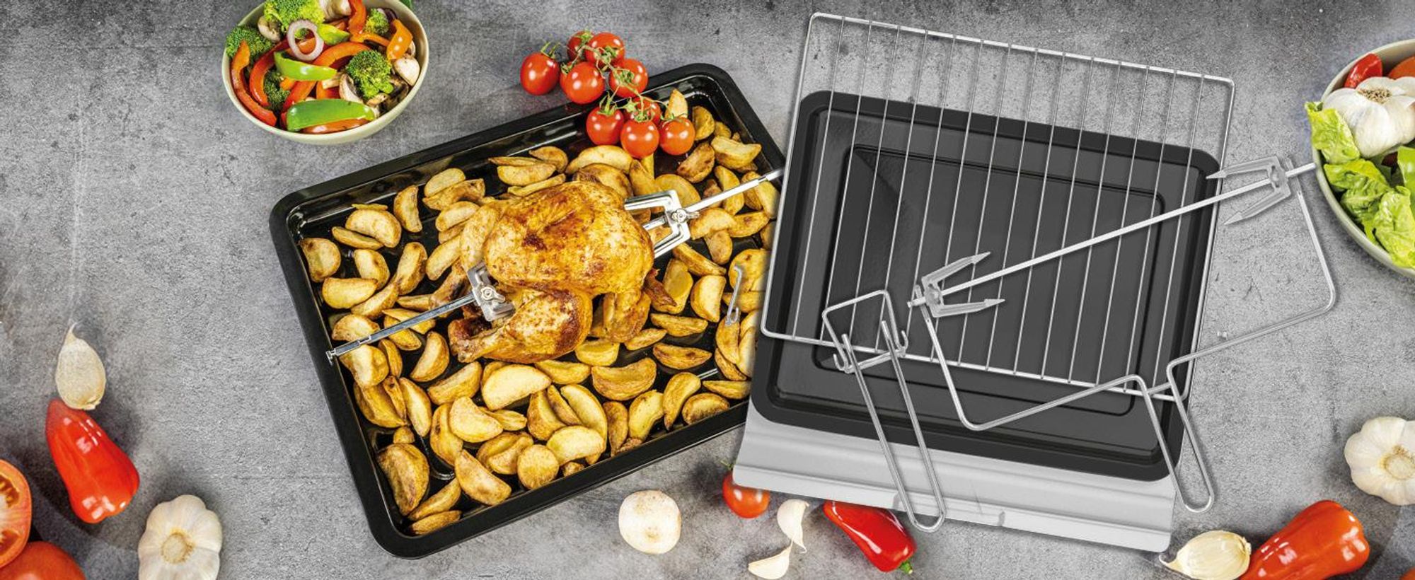 TZS First Austria - Mini Backofen mit Kochplatten 45L 3200W - Premium-X Coating - Temperaturregelung bis 230°C - 3 Einschubhöhen