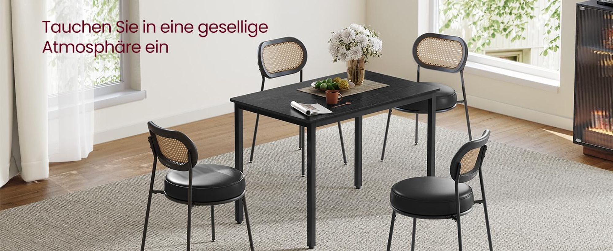 VASAGLE Esstisch Küchentisch Esszimmertisch für 4 Personen ebenholzschwarz