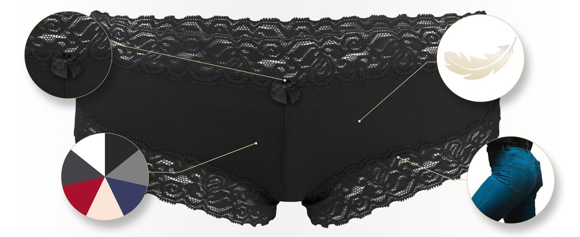 Fabio Farini - 6 Stück Damen Unterwäsche - Frauen Unterhosen Panty Slip mit floraler Spitze und Schleifchen
