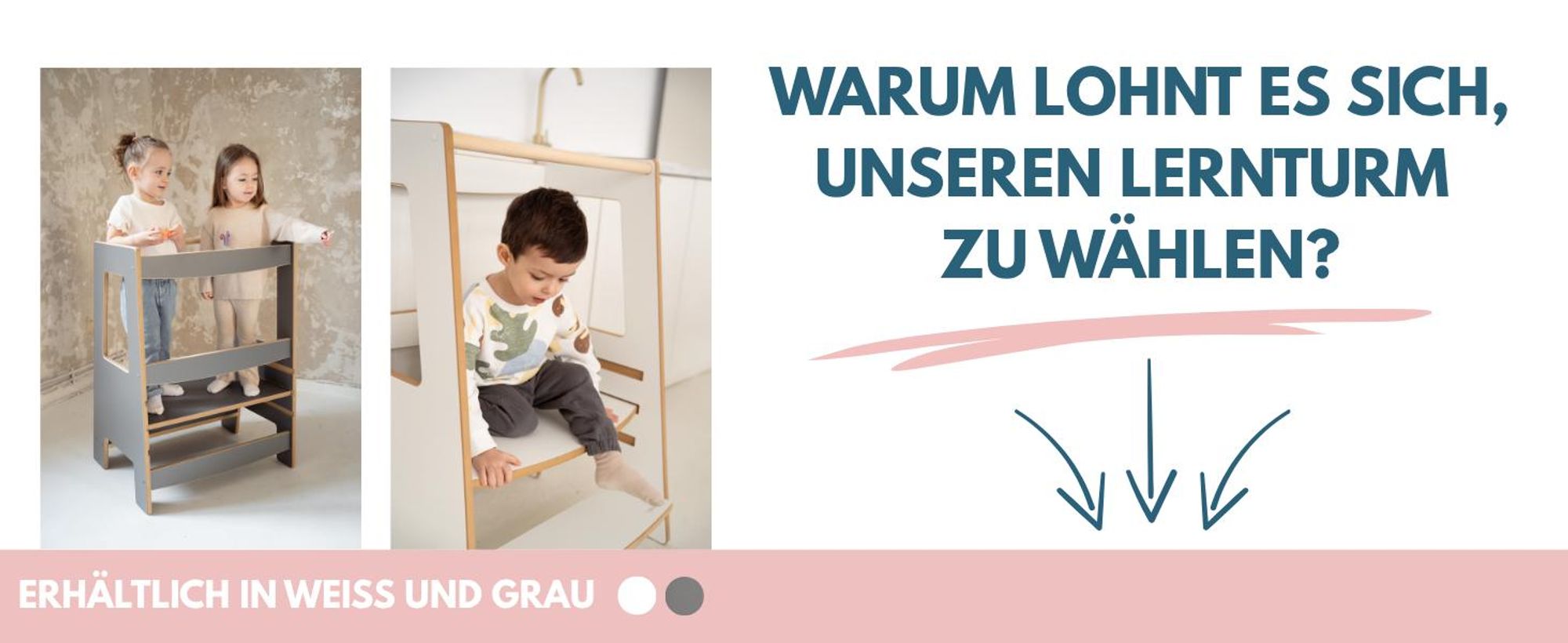 DOUBLE - Montessori Lernturm Kitchen Helper Kinderplattform Küchenturm | Lernturm für Geschwister | Lernturm für zwei Kinder